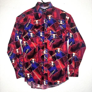 Vintage 90’s Wrangler Western Aztec All Over Print Button Up Shirt Mens XL 16,5-35 - Bild 1 von 10
