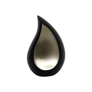 Small Polished Nickel Finish Teardrop Cremation Urn For Ashes - Picture 1 of 8