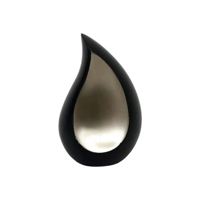 Small Polished Nickel Finish Teardrop Cremation Urn For Ashes. - Image 1 of 4
