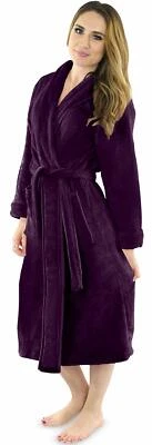 Bata de baño de lana para mujer cuello chal de felpa bata spa suave esponjosa lote NY hilos Foto 1 de 4