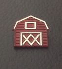 Vintage 3/4" Realistic Novelty Goofy Figural Metal Red And White Barn Button