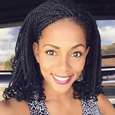 Pelucas trenzadas Kinky Twisted Bob para mujeres negras pelucas trenzadas cortas sintéticas afro  Foto 1 de 4