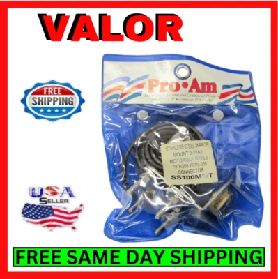 Pro Am Stainless Steel Mirror Mount 3-Way Motorola Style 10' RG58 w/ PL-259 Kit - image 1 of 4