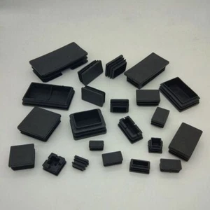 Plastic Black Blanking End Caps Tube Pipe Inserts Plug Bung Rectangular Hobbies - Picture 1 of 4