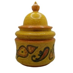 Bitossi Rimini Rosenthal Netter Aldo Londi MCM Yellow Pottery Jar with Lid READ - Picture 1 of 12