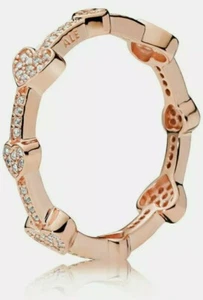 Auténtico Anillo Pandora Plata ROSE™ Atractivo Corazones Circonio Circonio Talla 6 187729CZ-52 - Imagen 1 de 1
