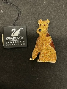 Airedale Terrier Dog Brooch with Swarovski Crystals Signed NWT - Picture 1 of 8