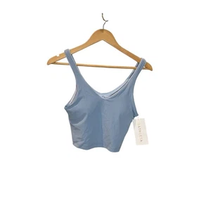 Athleta Transcend Cropped Tank Top Light Blue Built-In Bra Power of She NWT - Picture 1 of 5