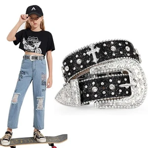 Kids Rhinestone Belt for Girls and Boys,Fashion Western Cowgirl Cowboy Bling ... - Picture 1 of 9