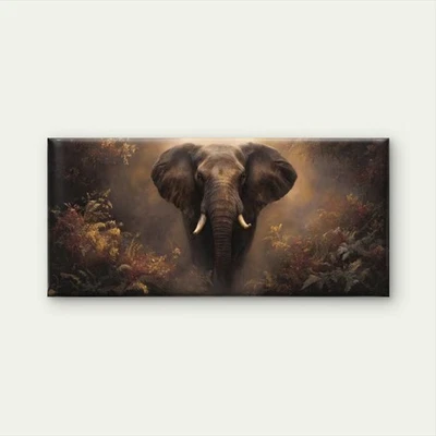Majestic Jungle Elephant Painting Unframed Canvas Painting for Living - Image 1 of 4