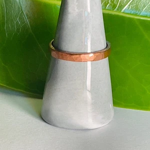 Roh Kupfer Ring Größe 12 Band Schmuck Minimal Gehämmert Metall Handarbeit Made USA - Bild 1 von 8