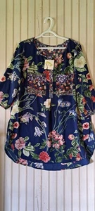 Fig And Flower Top Mixed Media Floral Boho Cottage Anthropologie 1X NWT - Picture 1 of 10