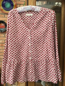 Seasalt Cornwall Daughter Top/blouse. White With Red Leaves And Spots Size 14 - Picture 1 of 9