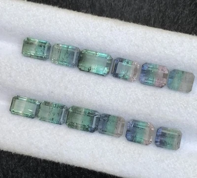 8.19 CRT  TricolorTourmalinepairssetNatural Earth Mined Unheated Faceted - Image 1 of 4
