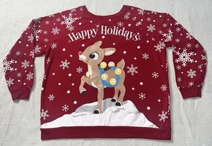 Official Rudolph Red nose reindeer ugly Christmas sweater Red Womens XL 15-17 - Picture 1 of 7