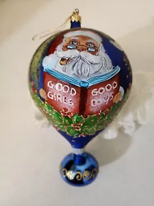 Adorno de vidrio soplado italiano grande Laved doble bola Navidad 1999 pintado a mano - Imagen 1 de 6