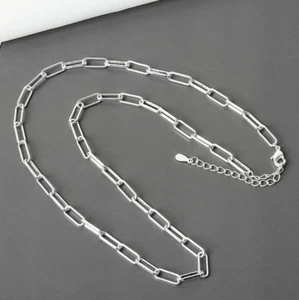 Silver Plated Industrial Hip Hop Chunky Paperclip Link Chain Necklace Womens Men - Picture 1 of 11