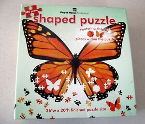 Paper House Butterfly Shaped 500 Piece Puzzle Unique Shaped Pieces 26" x 20" 