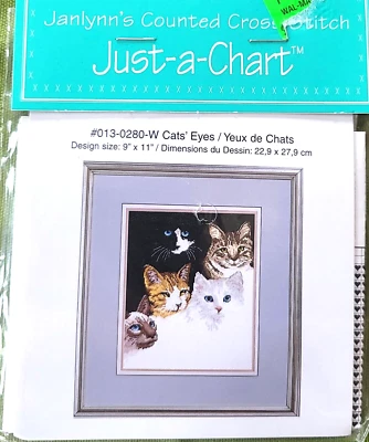 Cats' Eyes Janlynn's Counted Cross Stitch Just a Chart New 9" x 11" #013-0280-W - Image 1 of 3
