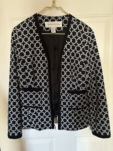 Doncaster Geometric Jacket Size 14 Ladies Zip-Up Black And White