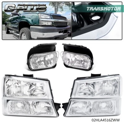 Faros transparentes cromados + luces antiniebla aptos para Chevy Silverado/Avalanche 03-07 Foto 1 de 4