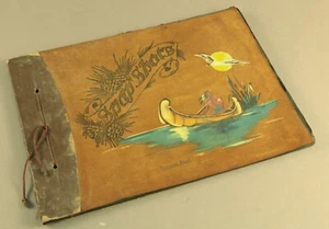 Vtg Antique Soft Leather Cover String Bound  Unused Photo Scrapbook  1920-30s - Picture 1 of 7