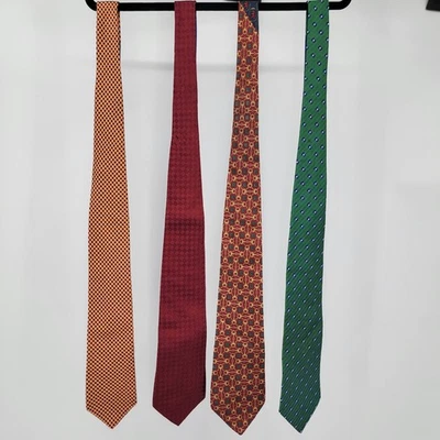 Tommy Hilfiger 4 件装男式 100% 真丝领带各种图案 57-59 英寸 x 3.5-4 — 第 1/4 张图片
