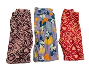 Lot 3 Disney Lularoe Leggings Pants One Size Mickey Mouse Stretch Multicolors - Picture 1 of 14
