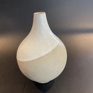 West Elm Vase White Ceramic HALF Glazed Rustic Stoneware - Picture 1 of 5