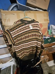 Stone Haven Sweater Men Xl Green& Multicolor Vintage 90s New With Tags Fair Isle - Picture 1 of 4