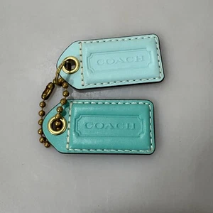Coach Set of 2 Blue Leather Keychain Charm Hang Tags Only 2.5 x 1.25" - Picture 1 of 4