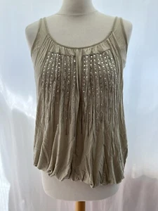 River Island Grey Viscose Studded Sleeveless Top M/L - Picture 1 of 12