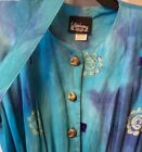 Vintage WHIRLAWAY FROCKS Blue Green Purple DRESS & BELT ~ Size 10 PETITE