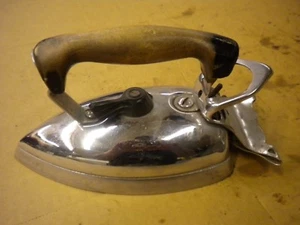 Antique Vintage Clothes Iron Black Wood Handle Electric No Cord Chrome - Picture 1 of 1