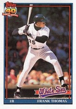 1991 Topps Frank Thomas #79 Baseball Card Chicago White Sox, MLB Hall of Fame