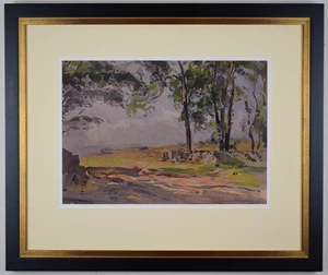 Above Castle Bolton Wensleydale. Watercolour by listed artist Fred Lawson, c1920 - Picture 1 of 9