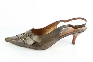 FUGITIVE Zapatos Abierto Puntiagudos de Piel Marrón Bronce T 40 Muy Buen Estado - Imagen 1 de 12