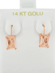 GENUINE 1.96 Cts MORGANITE EARRINGS 14K ROSE GOLD - Free Certificate Appraisal - Picture 1 of 5