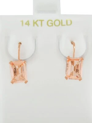 GENUINE 1.96 Cts MORGANITE EARRINGS 14K ROSE GOLD - Free Certificate Appraisal - Image 1 of 4
