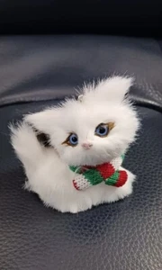 The Christmas Shoppe Furry Kitten with Knit Scarf Christmas Ornament - Picture 1 of 11