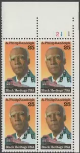 Scott # 2402 - Plate Block Of 4 - A. Philip Randolph - MNH - 1989 - Picture 1 of 1