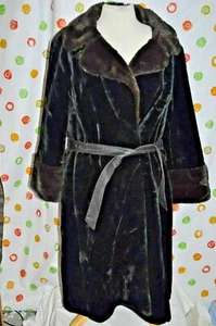 Vintage SEARS BORGESSA Women's M MEDIUM FAUX FUR LUXURIOUS Dark Brown COAT CHIC - Picture 1 of 12