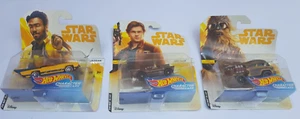 3 x HOT WHEELS STAR WARS SOLO CARS Han Lando Chewbacca Sealed - Bent Cards (#48) - Picture 1 of 12