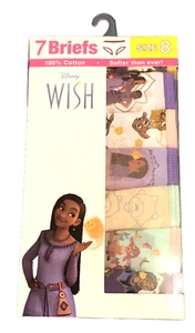 DISNEY WISH GIRLS SZ 8 BRIEFS PANTIES BRAND NEW 7-PC MULTIPACK 100% Cotton - Picture 1 of 3