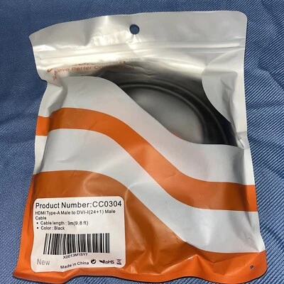 DVI-I Dual Link (24+1) Male to HDMI Cable Cord Male Video Adapter.  3 Meter - Image 1 of 3