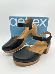 AETREX NIB Finley Clog Sandal Arch Support Comfort Size 9/9.5 Black Women Clogs - Picture 1 of 9