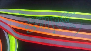 Neu 25MM 50m Reflektorband Streifen zum Aufnähen silber Stoffborte Safty Weste schwarz - Bild 1 von 7