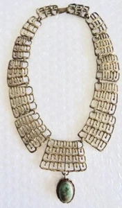 lUCIANO MODERNIST BRUTALIST PANEL BIB STONE SETTING NECKLACE MCM MEXICO neocurio - Picture 1 of 16