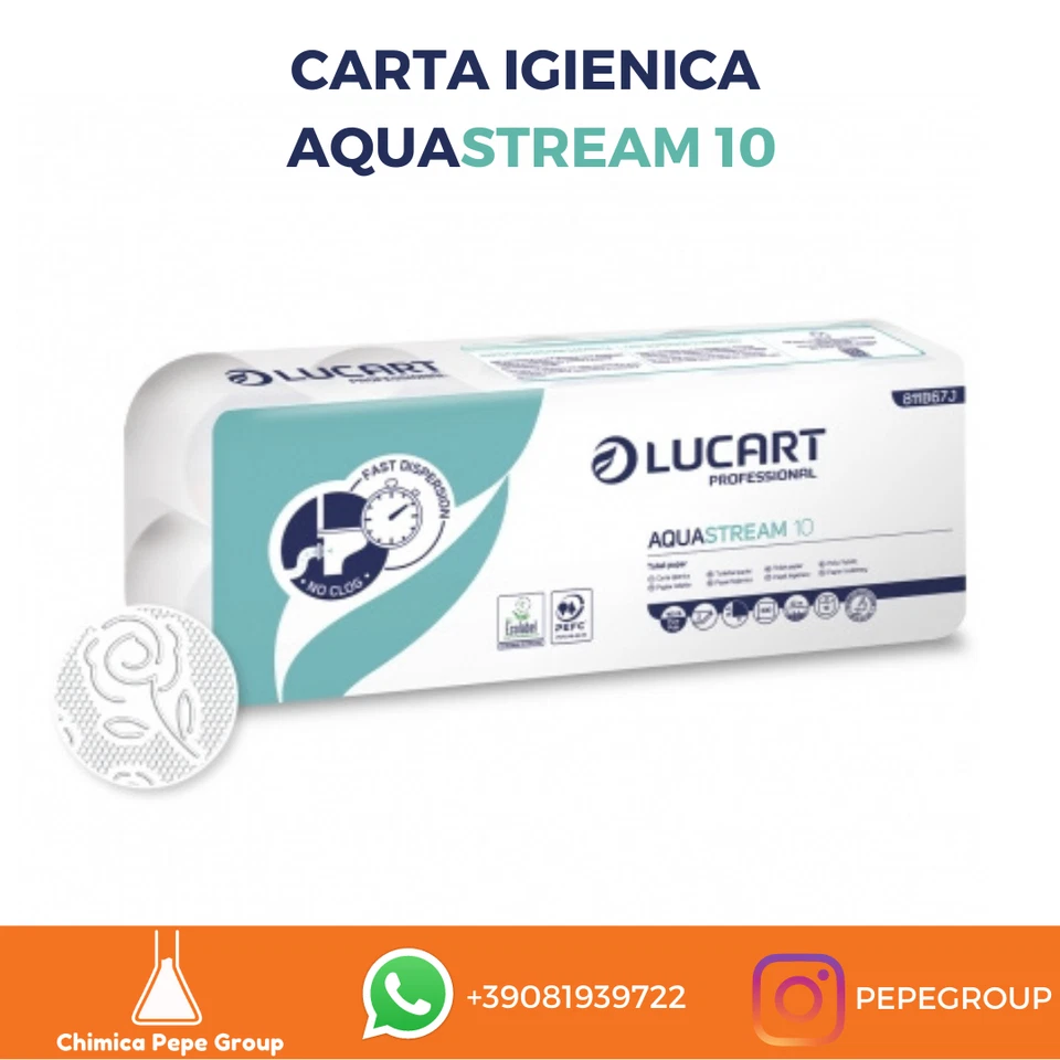 CARTAIGIENICA LUCART AQUASTREAM 10 ROTOLI - 1 confezione
