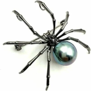 Brooches Zinc Alloy Pave Insect Spider Pearl Body Women Vintage Fashion Jewelry - Picture 1 of 12
